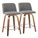 Toriano - Mid Century Modern Fixed Height Counter Stool With Swivel And Square Footrest (Set of 2)