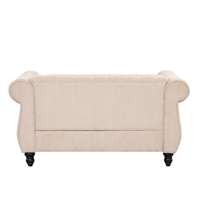 Modern Sofa Dutch Plush, Upholstered Sofa, Solid Wood Legs, Buttoned Tufted Backrest