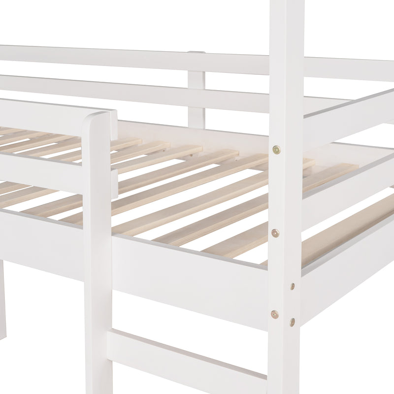 Twin Loft Bed with Slide, House Bed with Slide,White(OLD SKU :WF286245AAK)