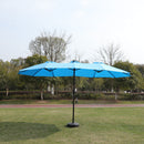 Double- Sided Outdoor Market Umbrella With Lights And Base