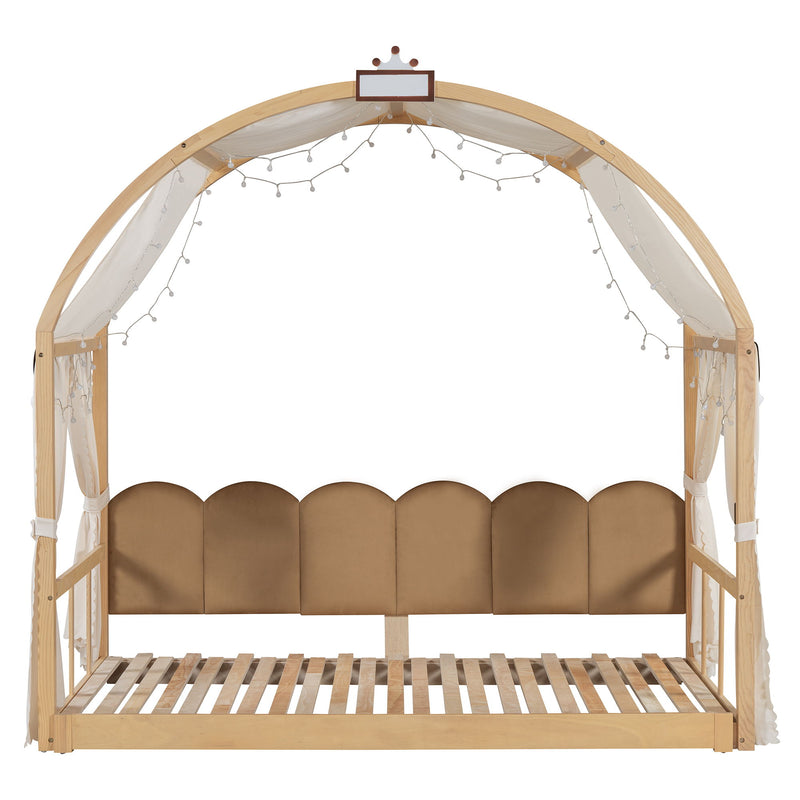 Extended Bed With Arched Roof And Trundle