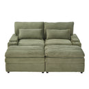 Convertible Loveseat Sofa With Storage And USB Ports - Green