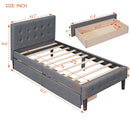 Twin Size Upholstered Platform Bed With 2 Drawers - Gray