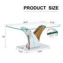 Artistic Rectangular Coffee Table With Tempered Glass Countertop