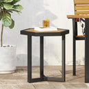 Outdoor Side Table With Iron Base And Slatted Top - Brown