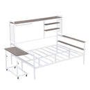 Daybed With Movable Desk, Grid, Shelves And Clothes Hanger