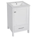 Bathroom Vanity With Ceramic Sink, Soft Close Drawers, Door Organizer, Divider Drawer, Adjustable Foot Pads
