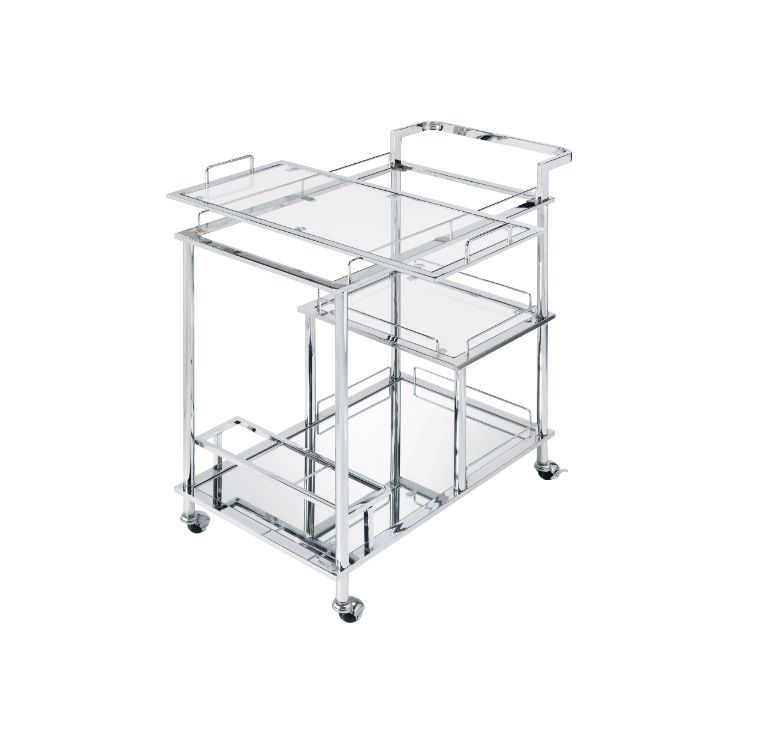 Splinter - Serving Cart - Clear Glass & Chrome Finish - Atlantic Fine Furniture Inc