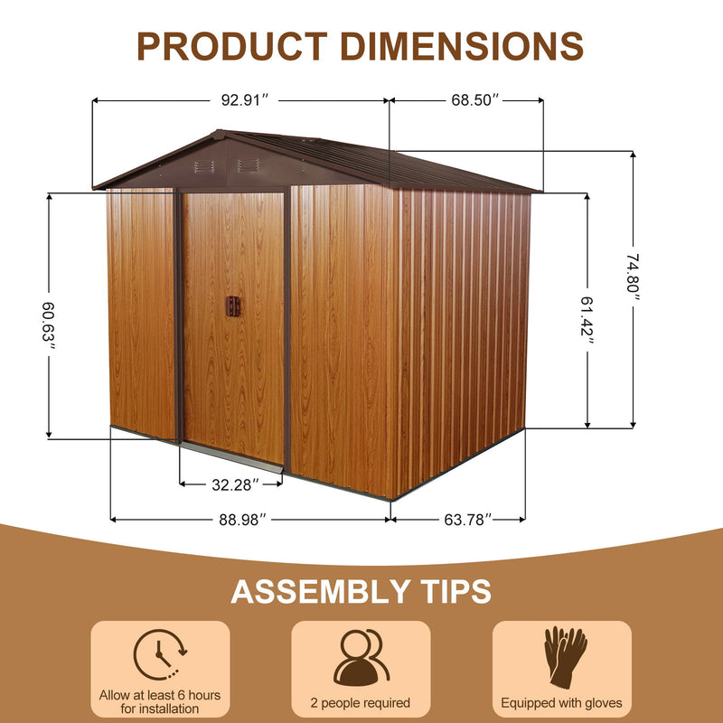 Outdoor Metal Storage Shed With Floor Base