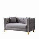 2 Seater Deep Seat Sofa With Button Nailhead, Square Arm