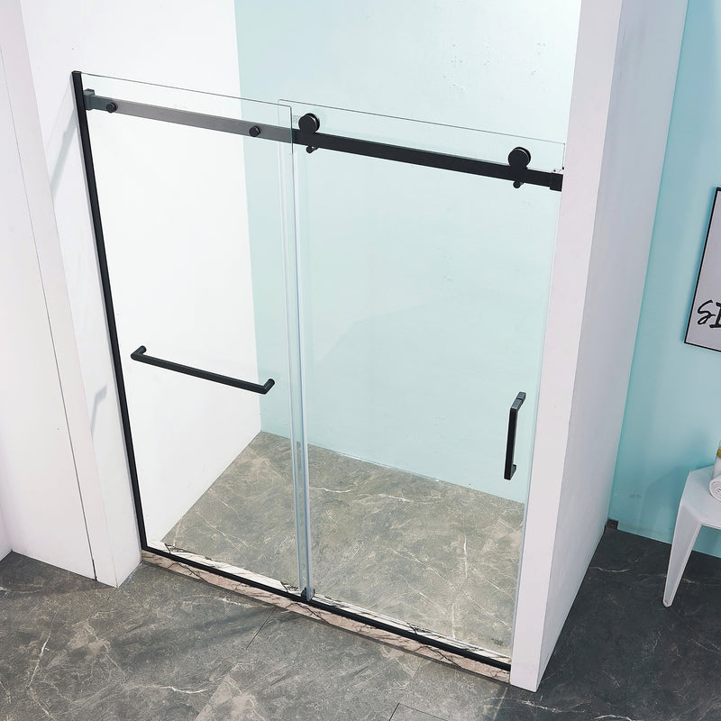 Semi-Frame Single Sliding Shower Door, 304 Stainless Steel, 5 / 16" (8Mm) Thick Sgcc Tempered Clear Glass