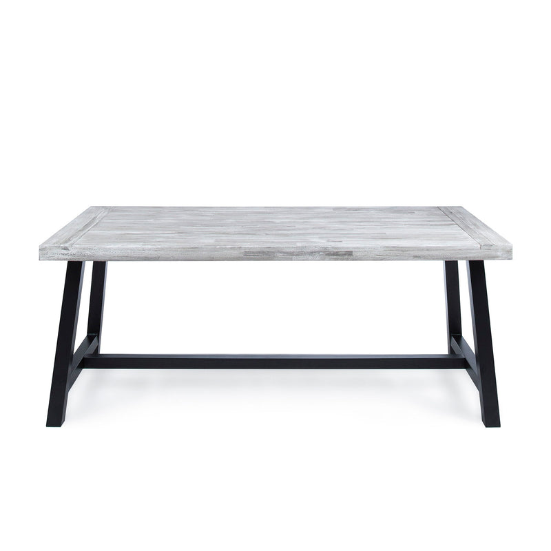 Rustic Outdoor Acacia Wood Dining Table - Black / Light Gray