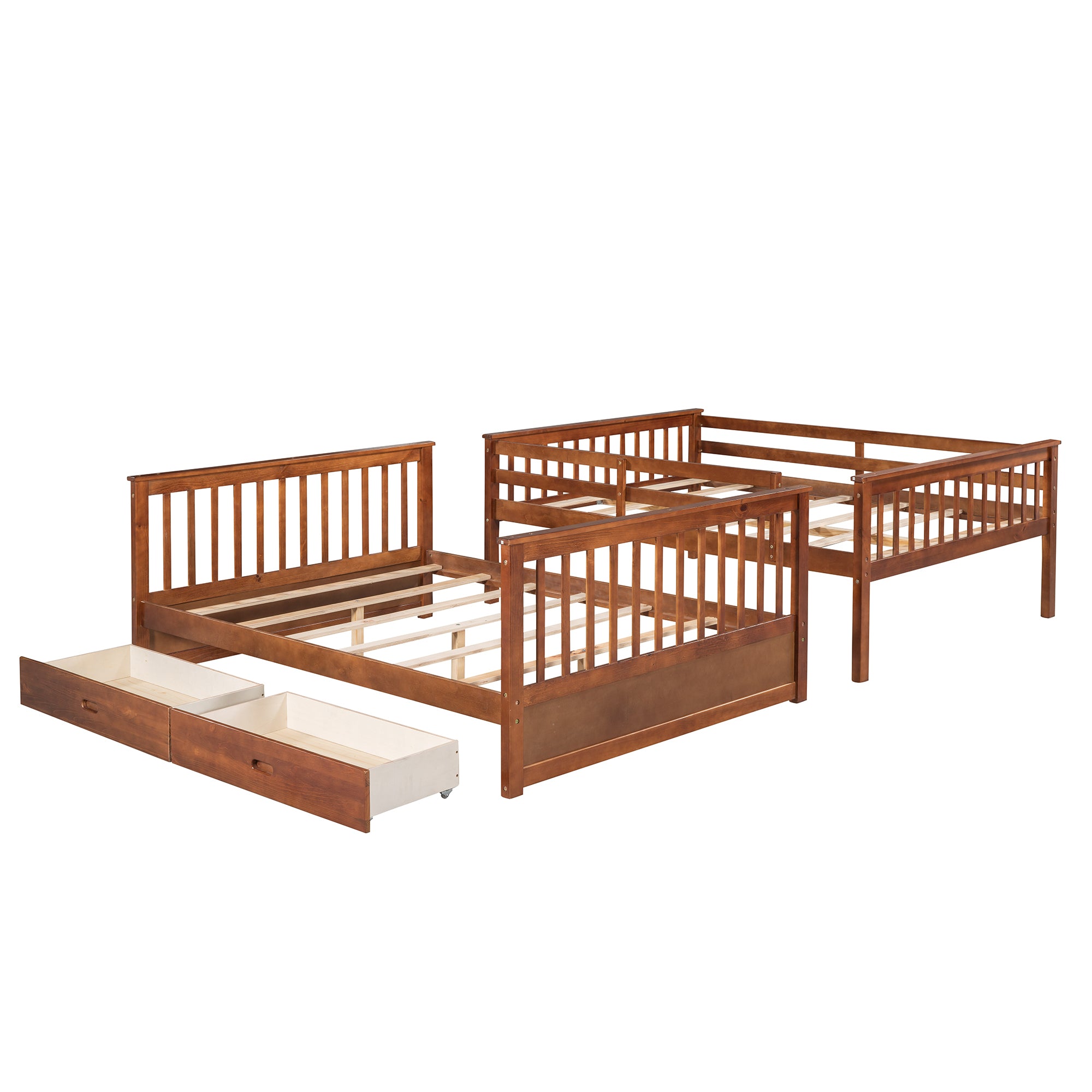 Full-Over-Full Bunk Bed with Ladders and Two Storage Drawers (Walnut)(OLD SKU:LT000365AAD) - Atlantic Fine Furniture Melbourne FL