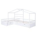 L Shape Platform Bed With 3 Storage Drawers