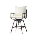 Industrial Outdoor Patio Plumber's Iron Frame Swivel Barstool With Cushions, Height Adjustable