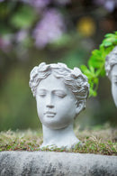 Greek Style Cement Head Planter Indoor Outdoor Home Garden Decor - Gray