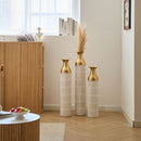 Floor Metal Vases Decorated White Metal Vases (Set of 3) Gorgeous Home Decoration Large Glazed Metal Vases - White