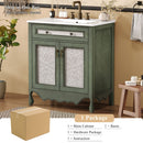 Bathroom Vanity With Rectangle Sink, Tip Out Tray - Antique Blue Green