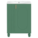 Classic Retro Bathroom Vanity With Sink, Door Shelf, Side Open Storage Frame