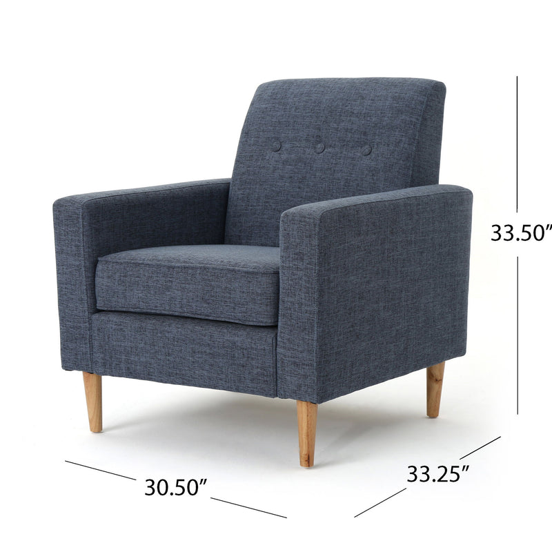 Nebulize - Upholstered Fabric Club Chair With Button Tufted And Square Off Arm And Back