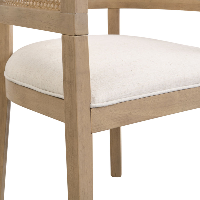 Contemporary Dining Chair Set With Rattan Backrest