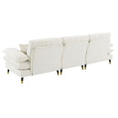 L Shaped Convertible Sectional Sofa 4 Seat Tufted Couch Set With Two Tone Adjust Legs Cloud Movable Ottoman