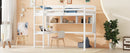 Loft Bed With Desk And Shelves, Safety Guardrail And Ladder