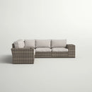 Wide Outdoor Wicker Patio Sectional With Cushions & Reversible Design - Gray