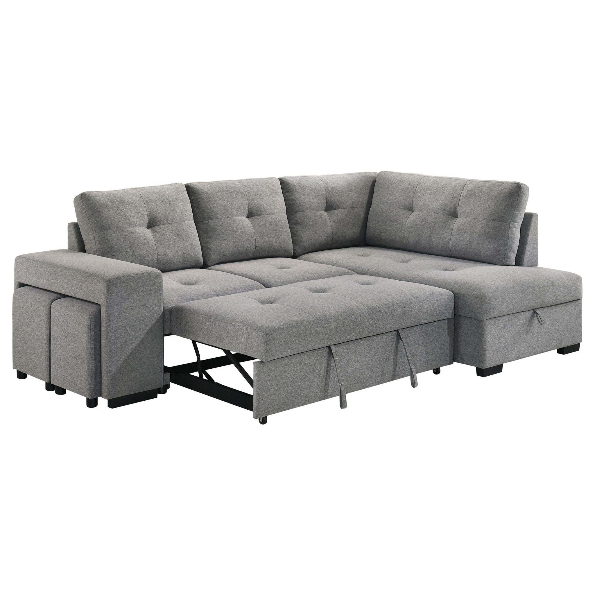 Roanne Fabric Upholstered Sleeper Sectional Sofa Grey - Atlantic Fine Furniture Melbourne FL