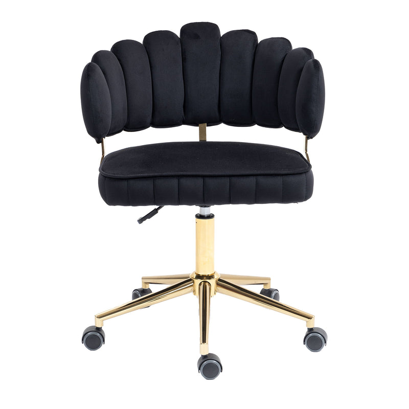 Modern Velvet Home Office Desk Chair With Adjustable Height And Swivel Wheels