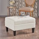 Ottoman With Birch Wood Legs And Cushioned Top For Comfort