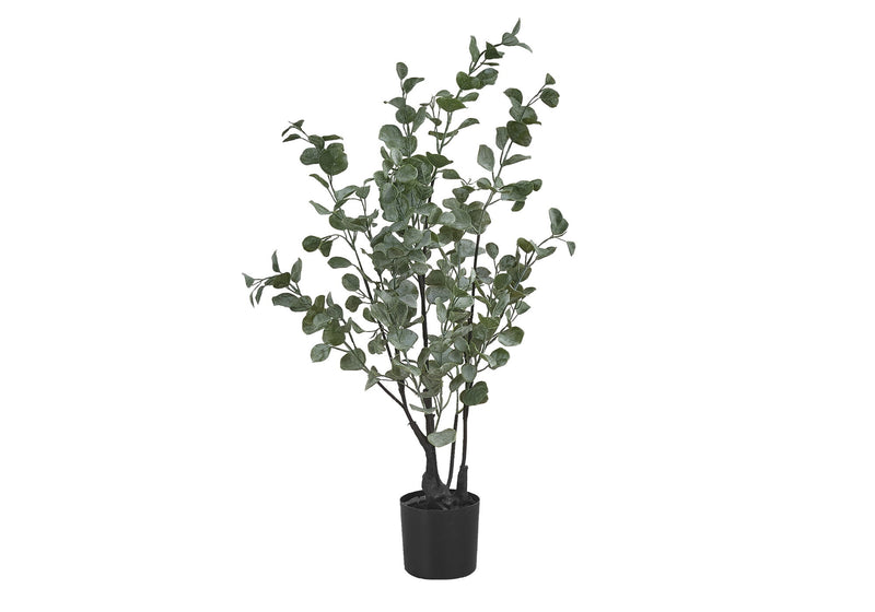 Artificial Plant, 35" Tall, Eucalyptus Tree, Indoor, Faux, Fake, Floor, Greenery, Potted, Decorative - Green / Black