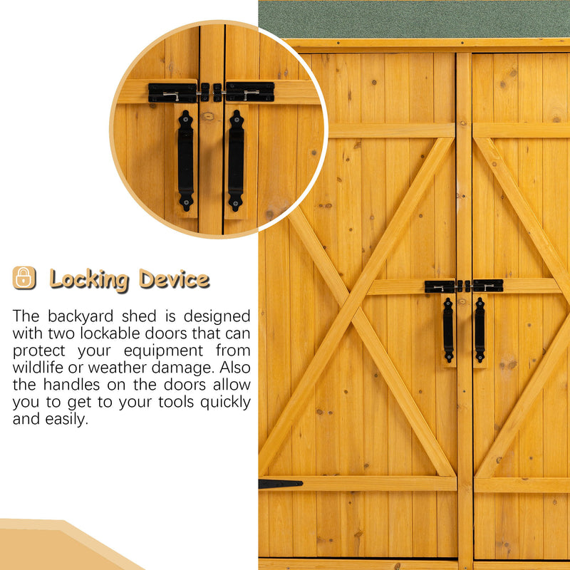 Outdoor Storage Shed With Lockable Door, Tool Storage Shed, Detachable Shelves & Pitch Roof