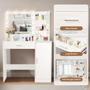 Vanity Desk With Mirror And Adjustable LED Lights, 3 Lighting Modes, Drawer And Storage Cabinet - White