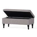 Dean - Fabric Storage Wide Tufted Rectangle Ottoman - Gray