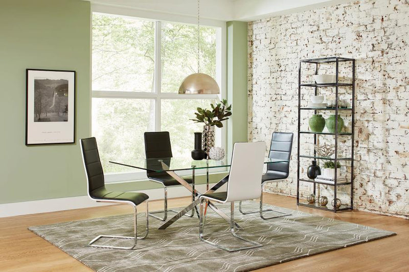 Carmelo - Rectangular Glass Top Dining Table - Chrome
