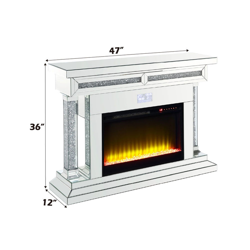 Noralie - Fireplace - Mirrored & Faux Diamonds - Wood - 36" - Atlantic Fine Furniture Inc