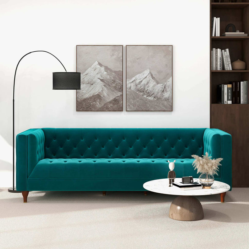 Evelyn - Mid-Century Modern Leather Luxury Chesterfield Sofa