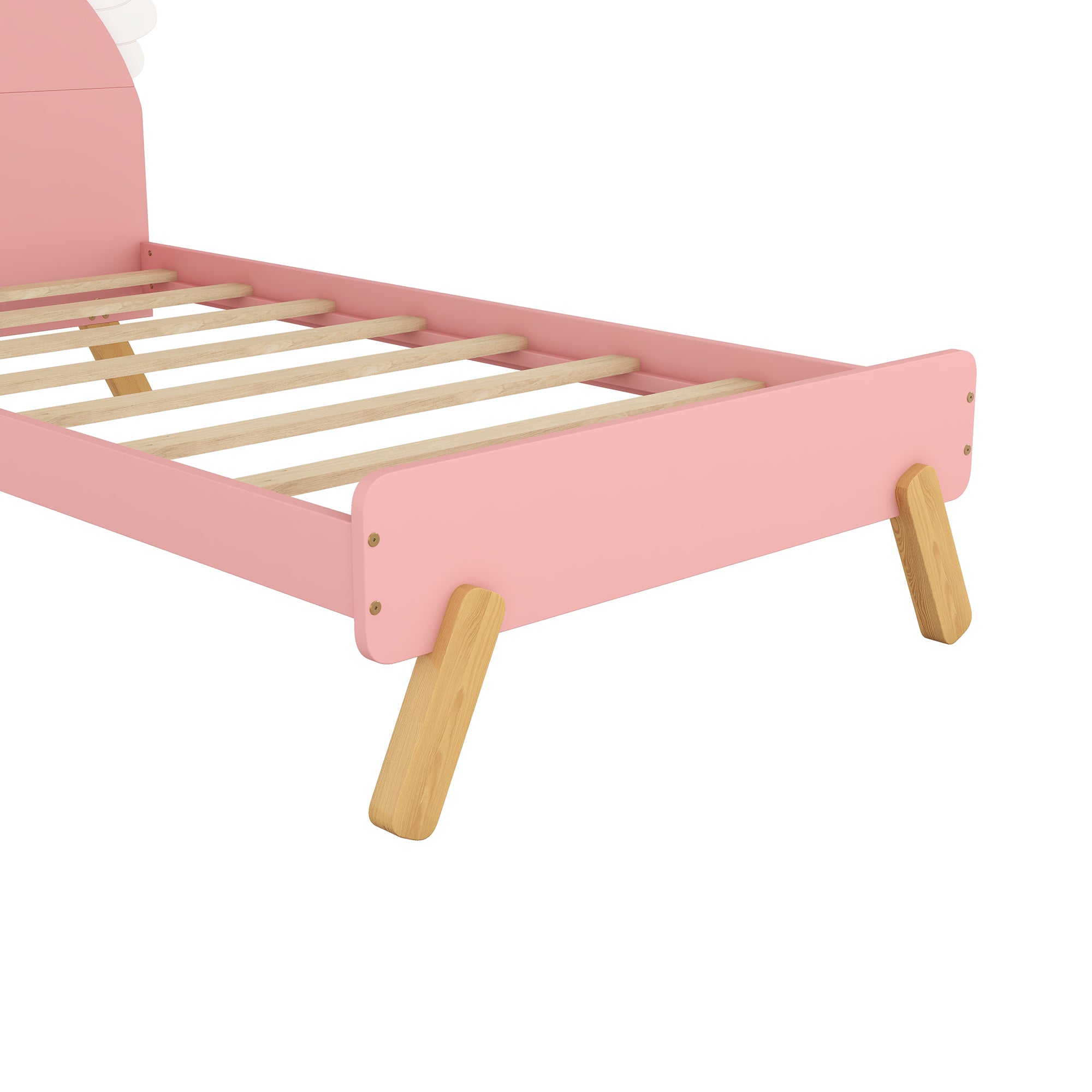 Wooden Cute Bed With Unicorn Shape Headboard,Twin Size Platform Bed,Pink - Atlantic Fine Furniture Melbourne FL