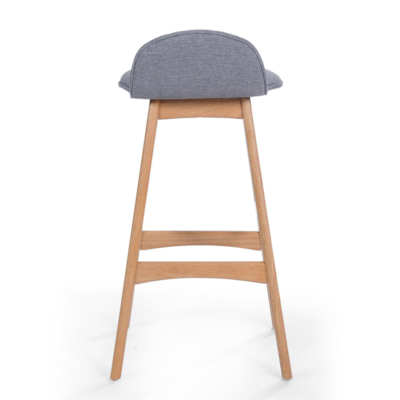 Mid Century Modern Upholstered Low Back Barstools (Set of 2) - Gray / Natural Oak