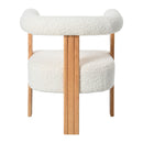 Mid-Century Modern Barrel Accent Chair, Upholstered Kitchen & Dining Room Chairs With Arms, Teddy Velvet Boucle Accent Chairs Side Chairs For Kitchen Living Room Bedroom - White