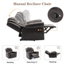 3 Pieces Recliner Sofa Sets Home Theater Seating Manual Recliner Chair & Center Console And LED Light Strip For Living Room - Brown
