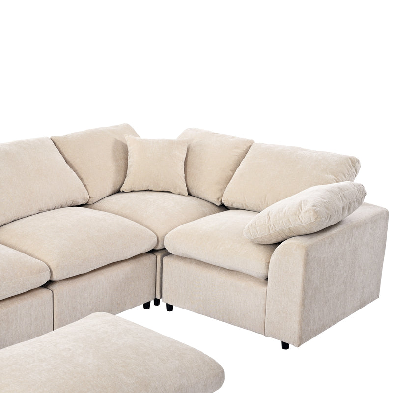 U_Style Oversized Modular Sectional Sofa with Ottoman L Shaped Corner Sectional for Living Room, Office, Spacious Space