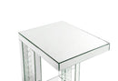 Nysa - 24" Accent Table - Mirrored & Faux Crystals Inlay