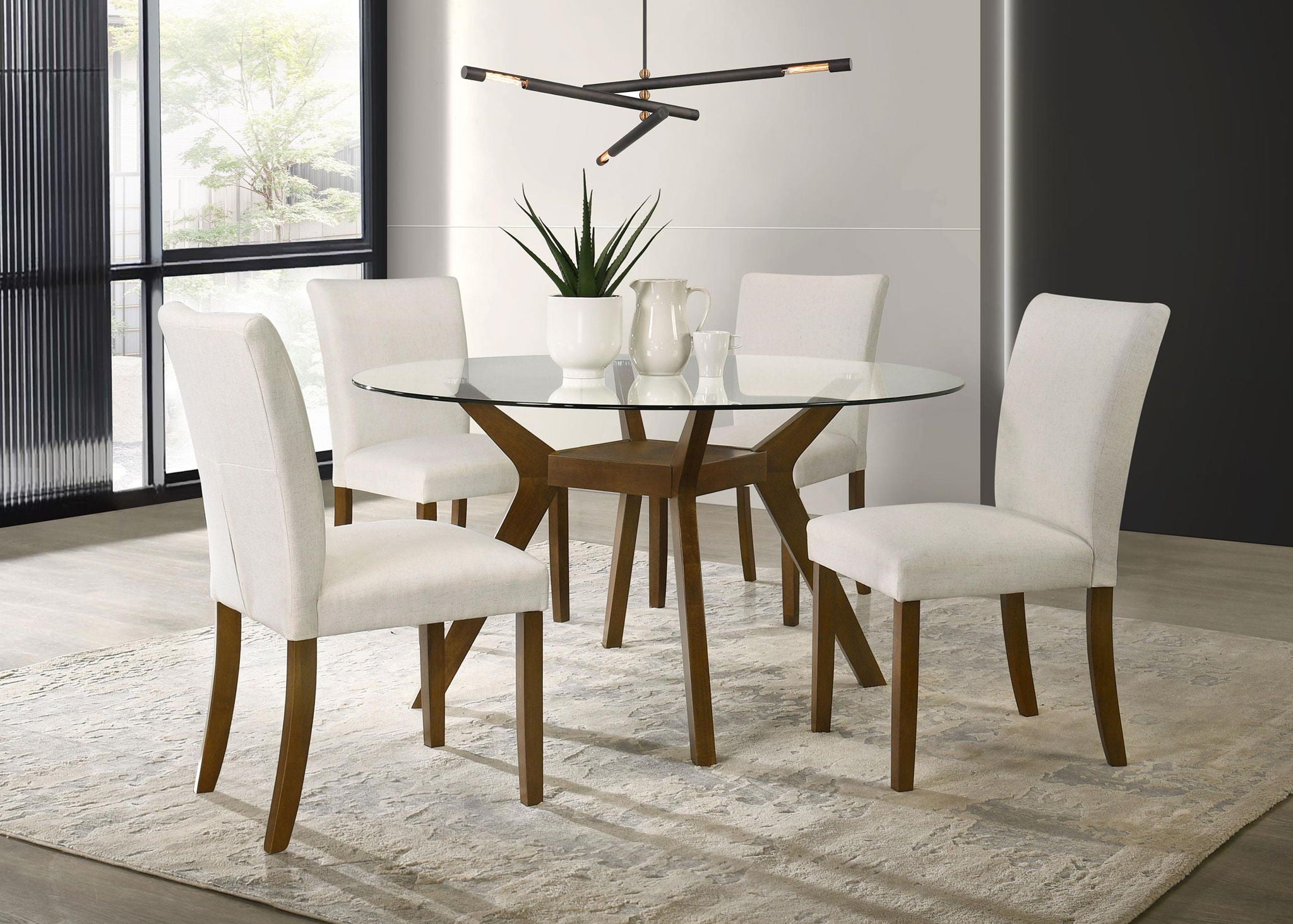 Paxton Round 48-inch Glass Top Wood Dining Table Brown - Atlantic Fine Furniture Melbourne FL