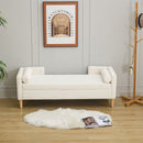 Wide Corduroy Storage Soft Bench With Armrests, Backrest And Two Bolster Pillows