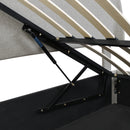 Full Size Sleigh Bed with Side-Tilt Hydraulic Storage System, Linen Upholstery, Gray