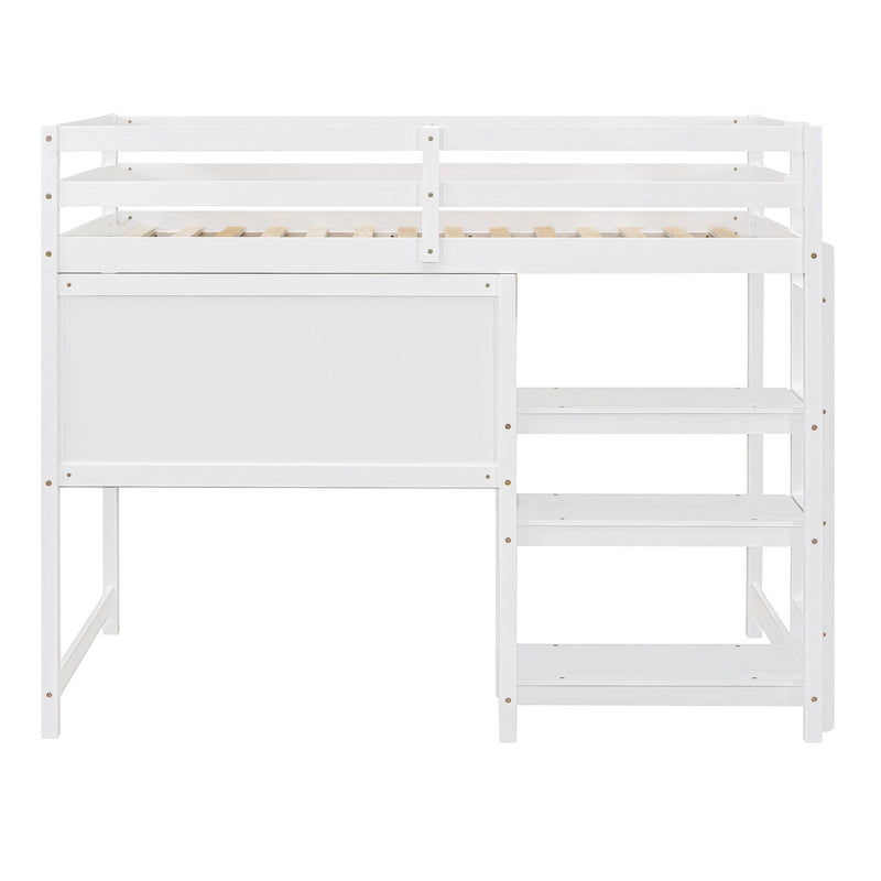 Loft Bed With Shelves, Desk And Writing Board