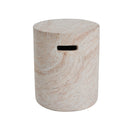 Modern Concrete Side Table With Travertine, Indoor / Outdoor Use - Beige