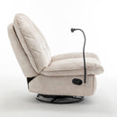 Modern Swivel Gliding Recliner Chair With Rocking Function And Phone Holder, Large Comfortable